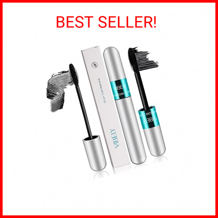 Vibely Mascara 5x Longer Waterproof, 2 in 1 4D Silk Fiber Lash Mascara, Lash Cos