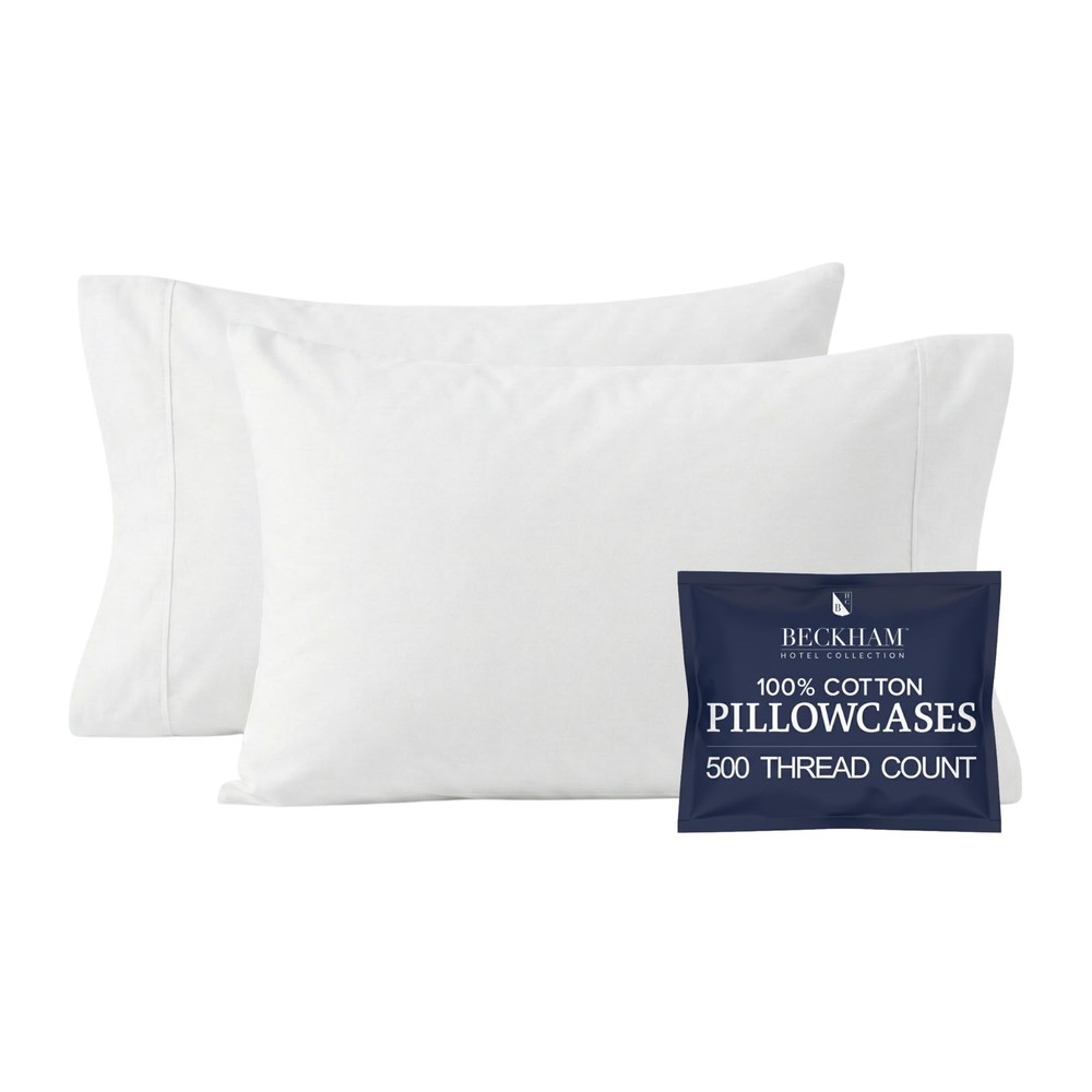 Pillowcases Queen Size Set of 2, Cool Touch Cotton Sateen Fabric, 500TC, Silk...