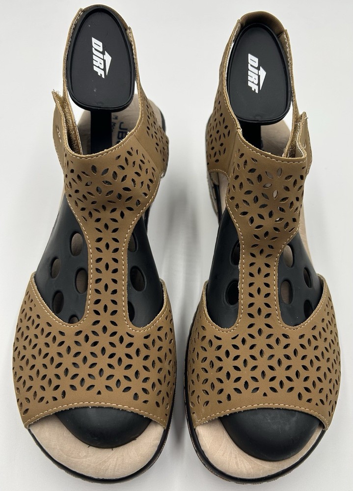 JBU by Jambu Wedge Sandals Tan Brown Vegan Comfort Shoes Women's 11M