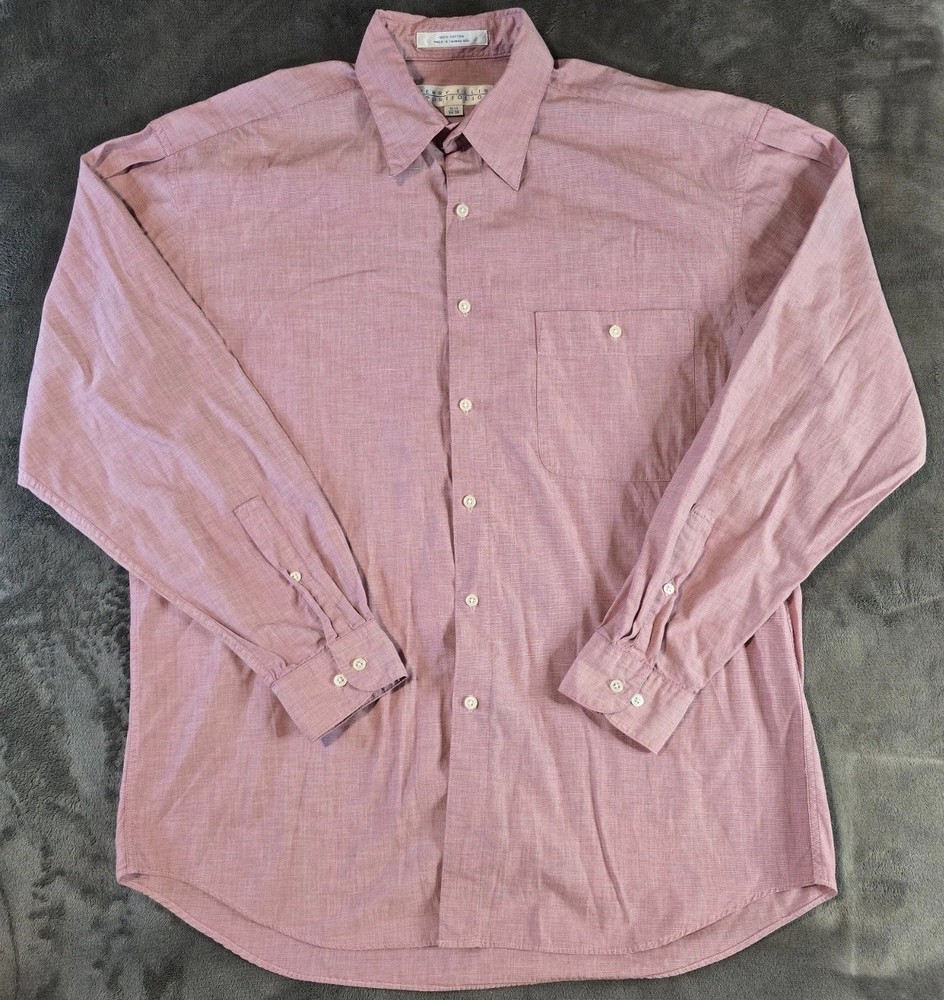 Perry Ellis Portfolio Button Up Shirt Mens Size 15.5 Pink Collared Long Sleeve