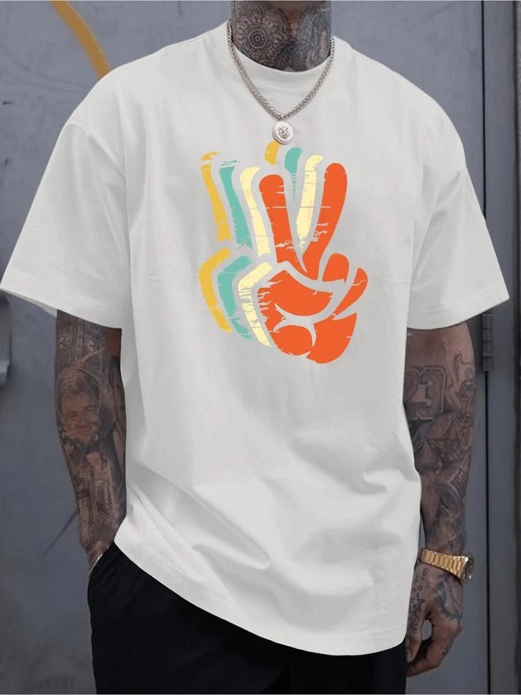 Mens Cotton Graphic T-Shirt Casual Crew Neck Short Sleeve Summer Streetwear Tee