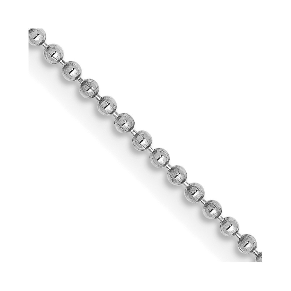 14K White Gold 1.2mm Beaded with Lobster Clasp Pendant Chain Necklace 16