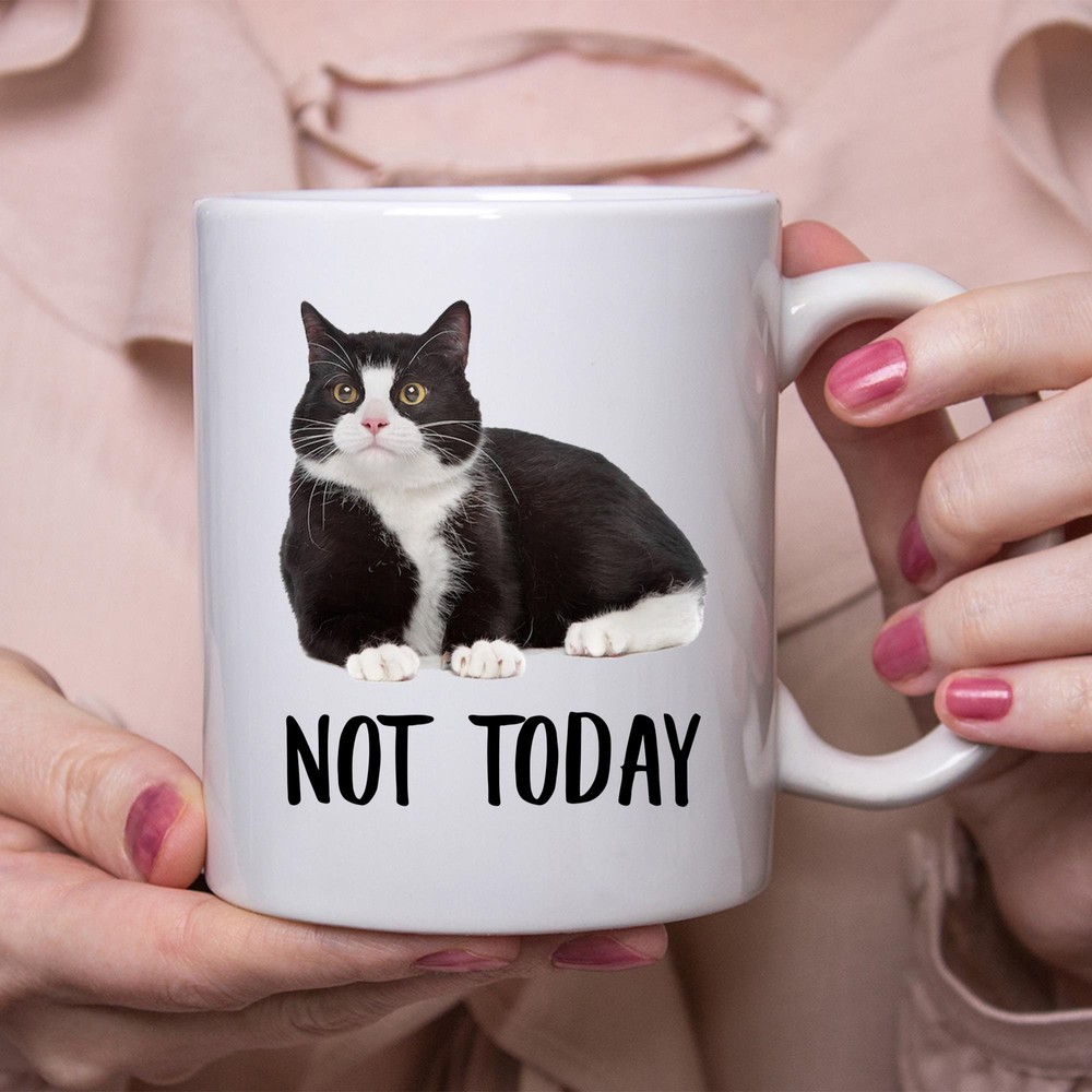 Funny Munchkin Cat Black Not Today Cat Mug Lazy Gift For Cats Lovers Coffee Mug