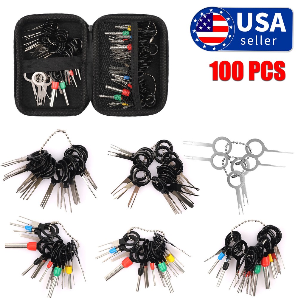 100pcs Pin Ejector Wire Kit Extractor Connector Puller Car Terminal Removal Tool