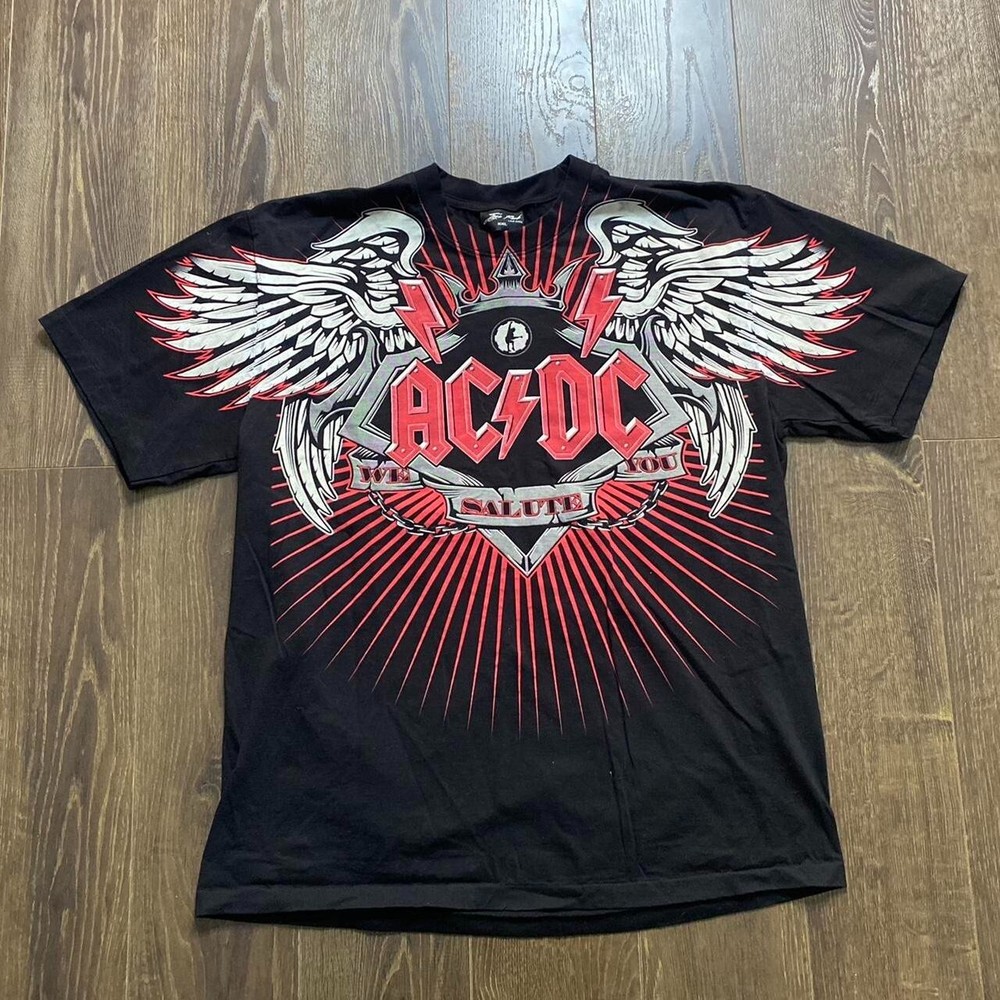 ACDC We Salute You Winged Double-Sided Graphic Tee Size XXL Vintage Rock Band Shirt