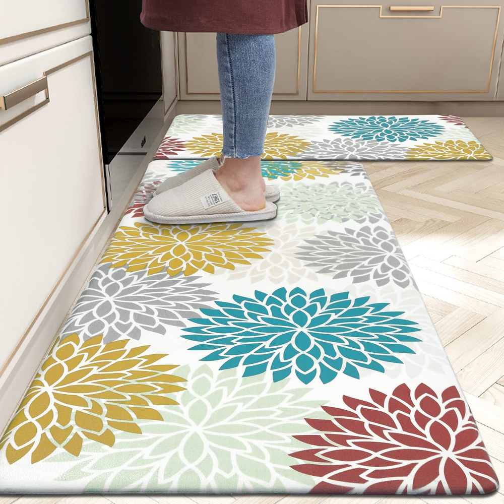 Anti Fatigue Non Slip Kitchen Rug Set 2 Piece Floor Cushion Mats for Comfort