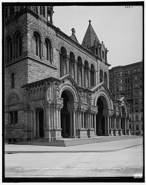 Trinity Church,porch,tower,religious buildings,Boston,Massachusetts,MA,c1900