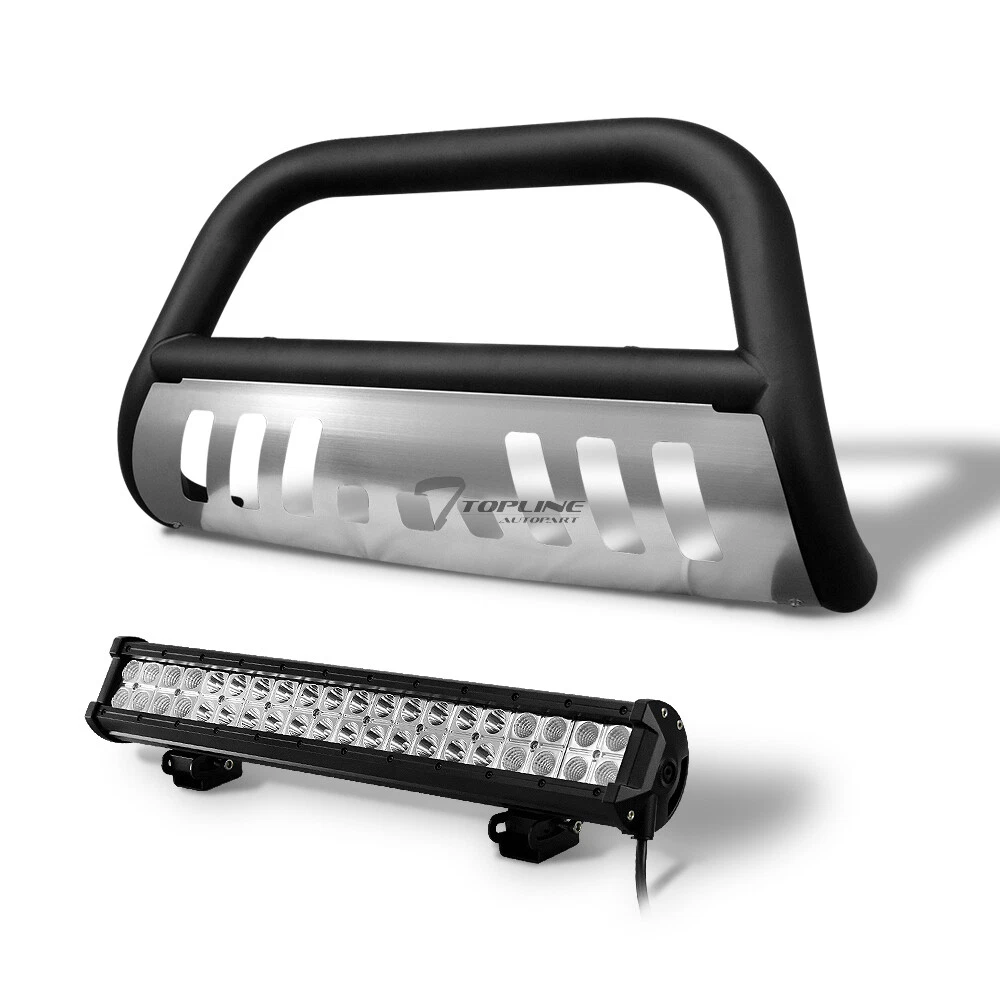 Topline 746756394498 Bull Bar Guard - Matte Black/aluminum With 120w LED Light