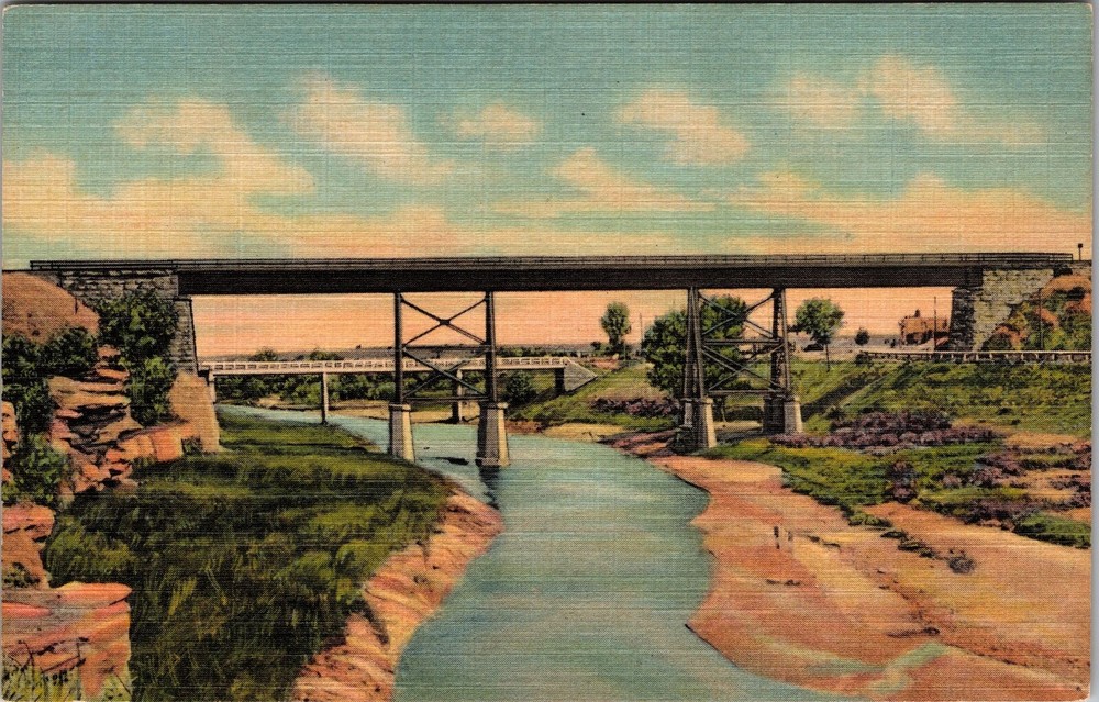 Santa Rosa NM-New Mexico, Two Bridges On The Pecos, Vintage Postcard