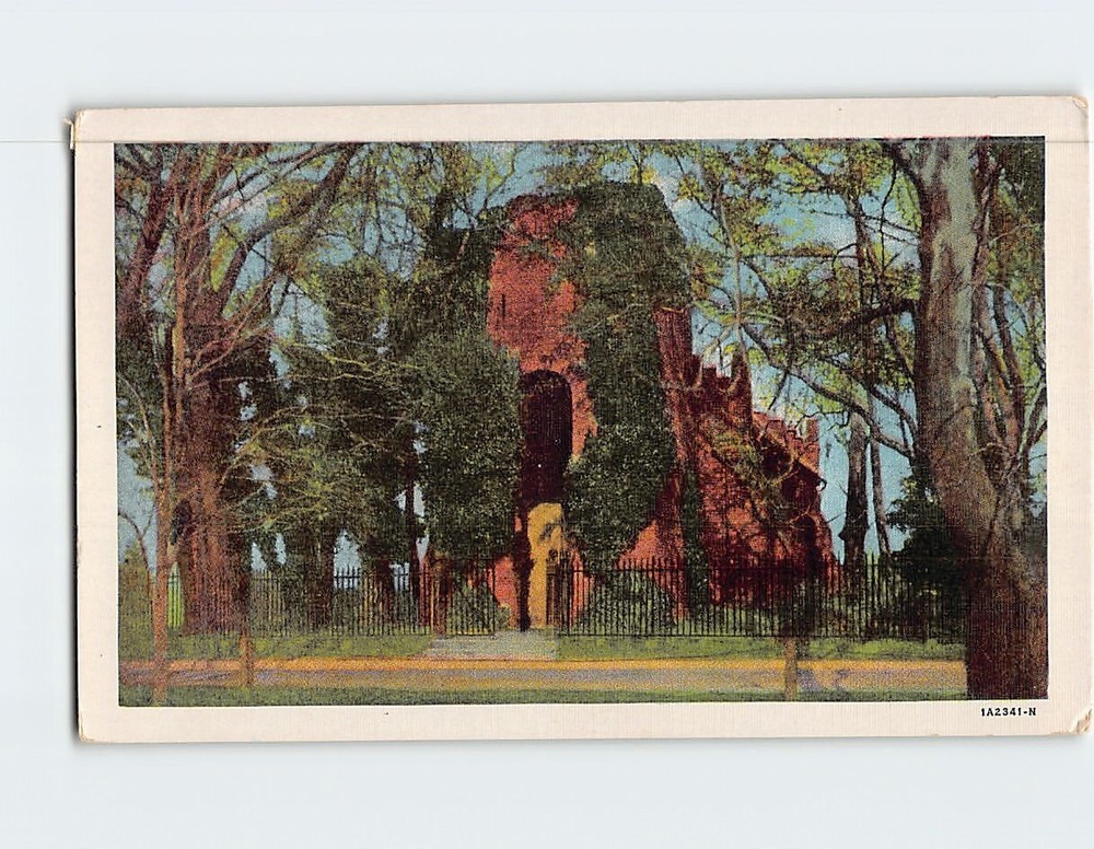 Postcard Church & Graveyard Jamestown Virginia USA