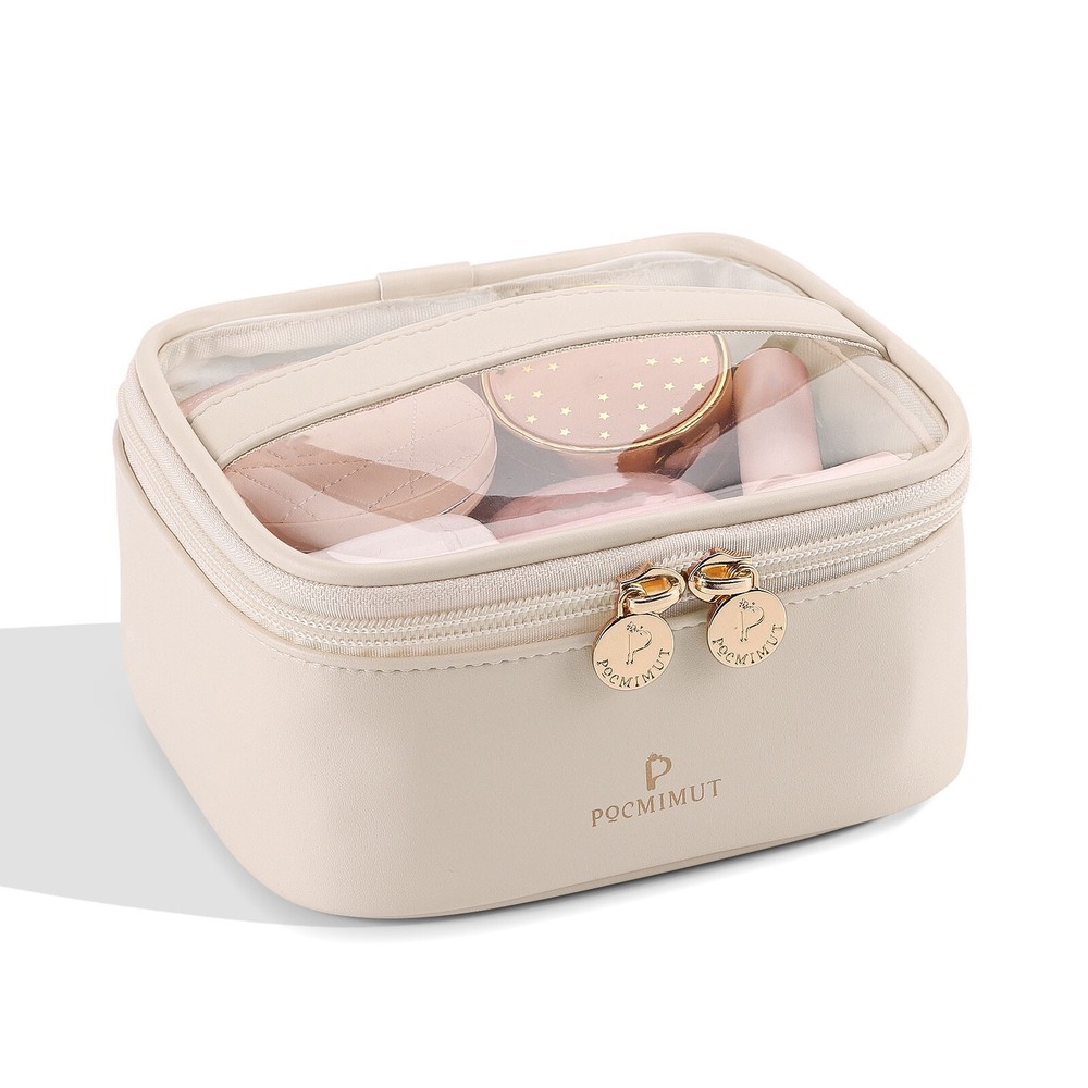 Pocmimut Small Portable Clear Makeup Bag for Travel, Car & Daily Use