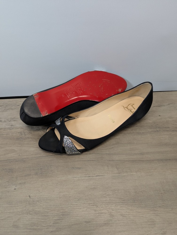 Vintage Christian Loubition Red Bottom Ballet Open Toed Flats Women's Size 40