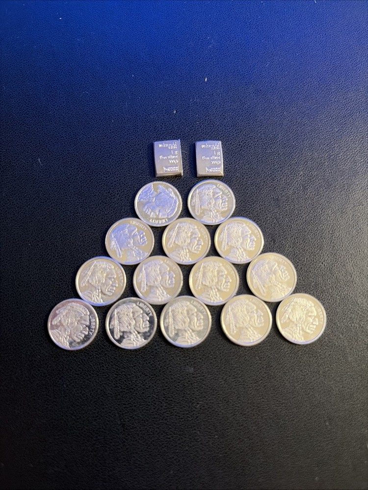 16 - 1 Gram .999 Fine Silver Lot - Buffalo Nickels + Volcambi