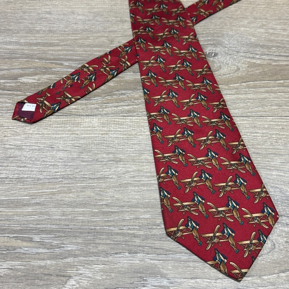 Van Heusen 417 Plane Theme Aviation Pilot Handmade Luxury 100% Silk Neck Tie USA