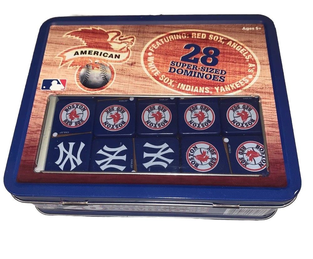28 Super Sized Dominoes in Tin Box American League Baseball Game