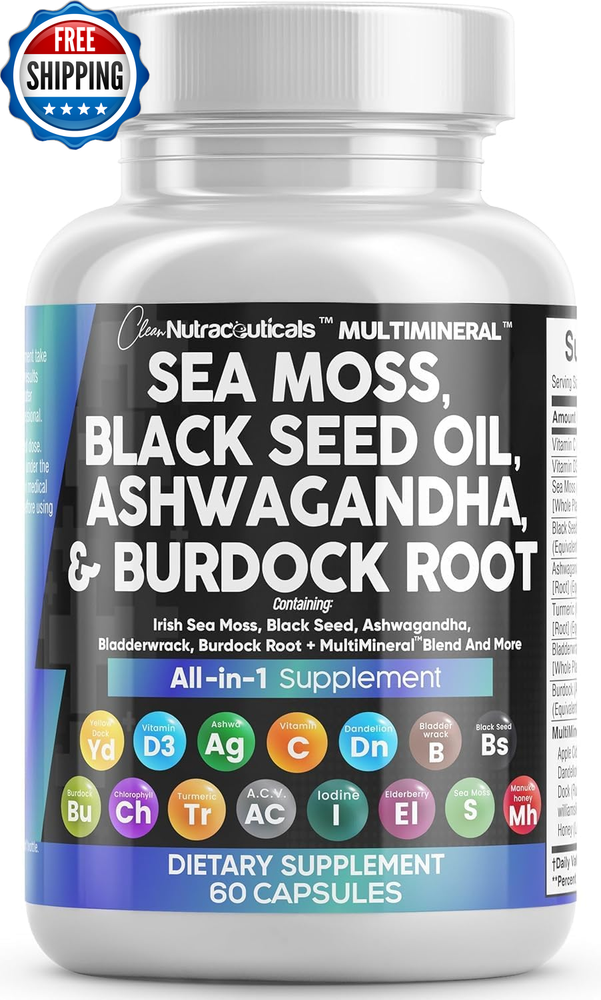 Powerful Blend: Seamoss, Black Seed Oil, Ashwagandha, Turmeric & Vitamin C