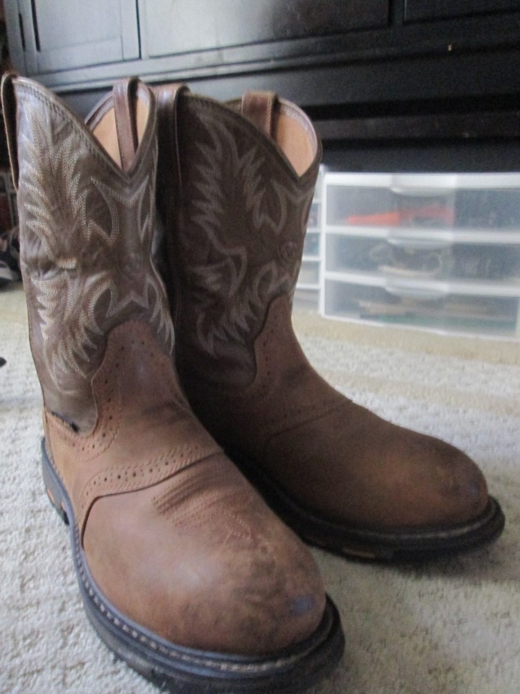 Ariat WorkHog H20 Comp Roper Toe Brown/Tan Work Boots Men's Size 13 D