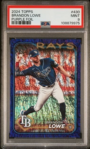 2024 Topps Purple Foil Brandon Lowe Rays 002/799 PSA 9 Gem Mint