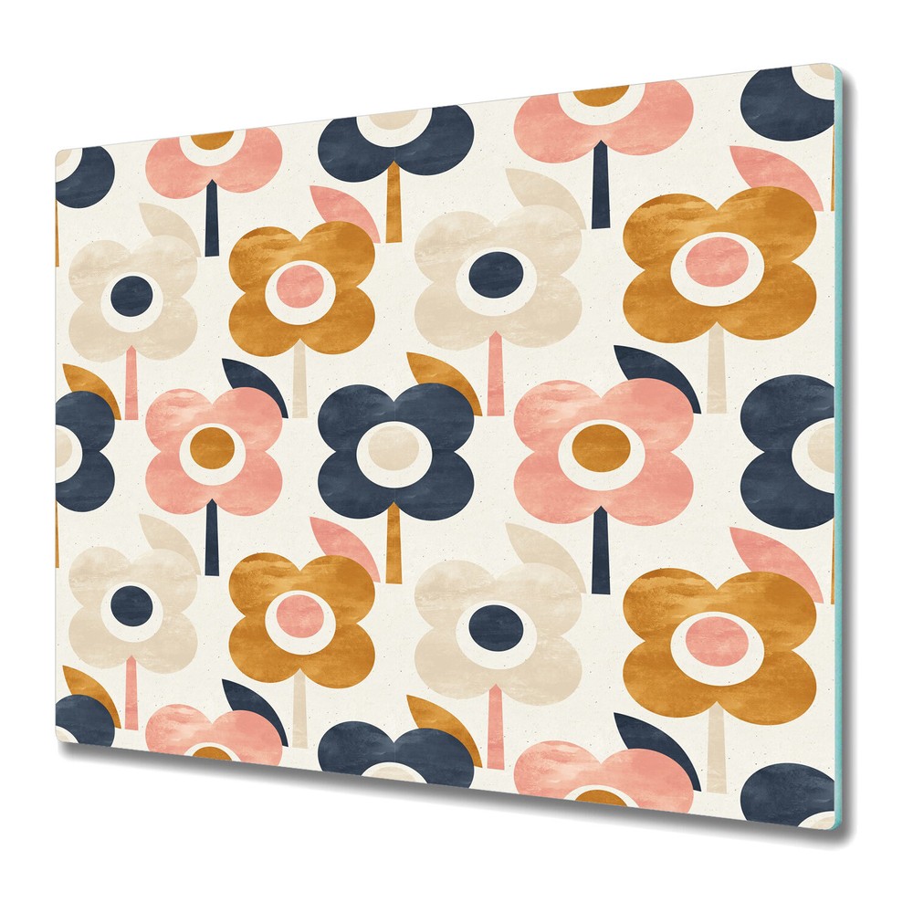 Glass Cutting Board Scandinavian Colourful flowers Watercolour 60x52
