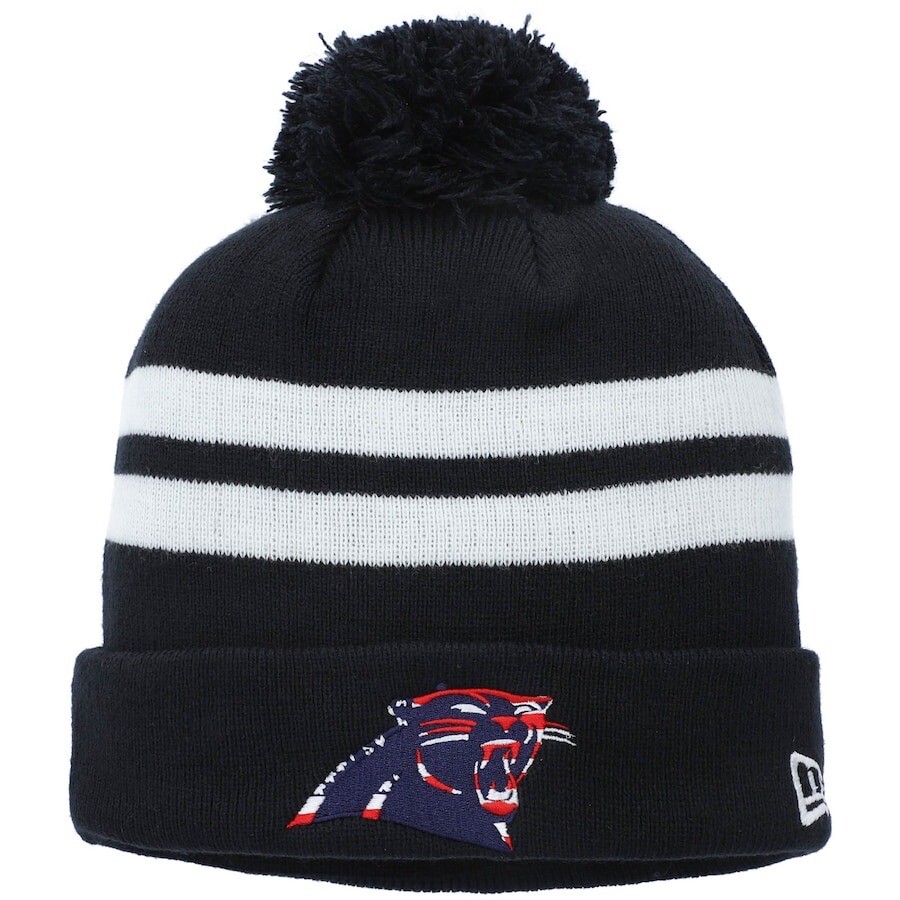 New Era NFL Carolina Panthers Beanie Toboggan Winter Hat Cap Red White Blue Logo