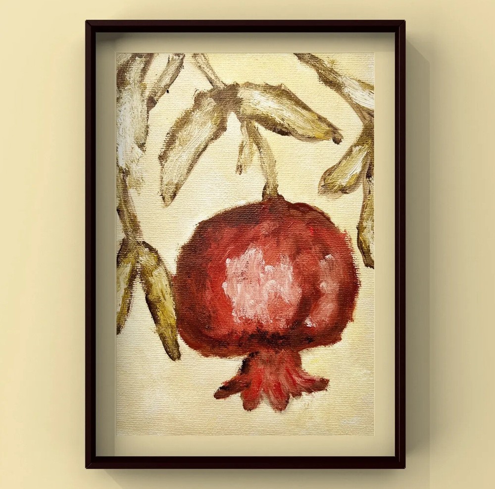 Pomegranate tree oil painting on canvas kitchen wall art original