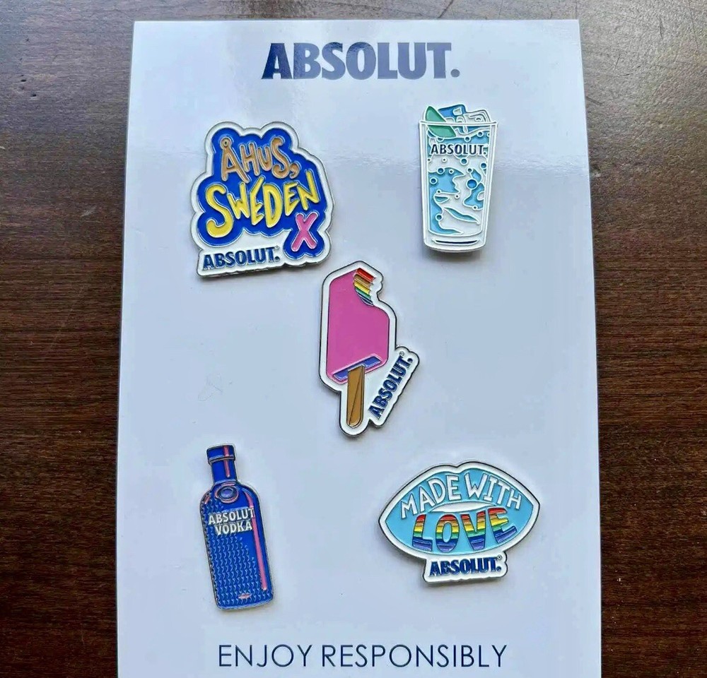 Absolut Vodka Enamel Lapel Hat Pin Set of 5 *BRAND NEW* Sweden