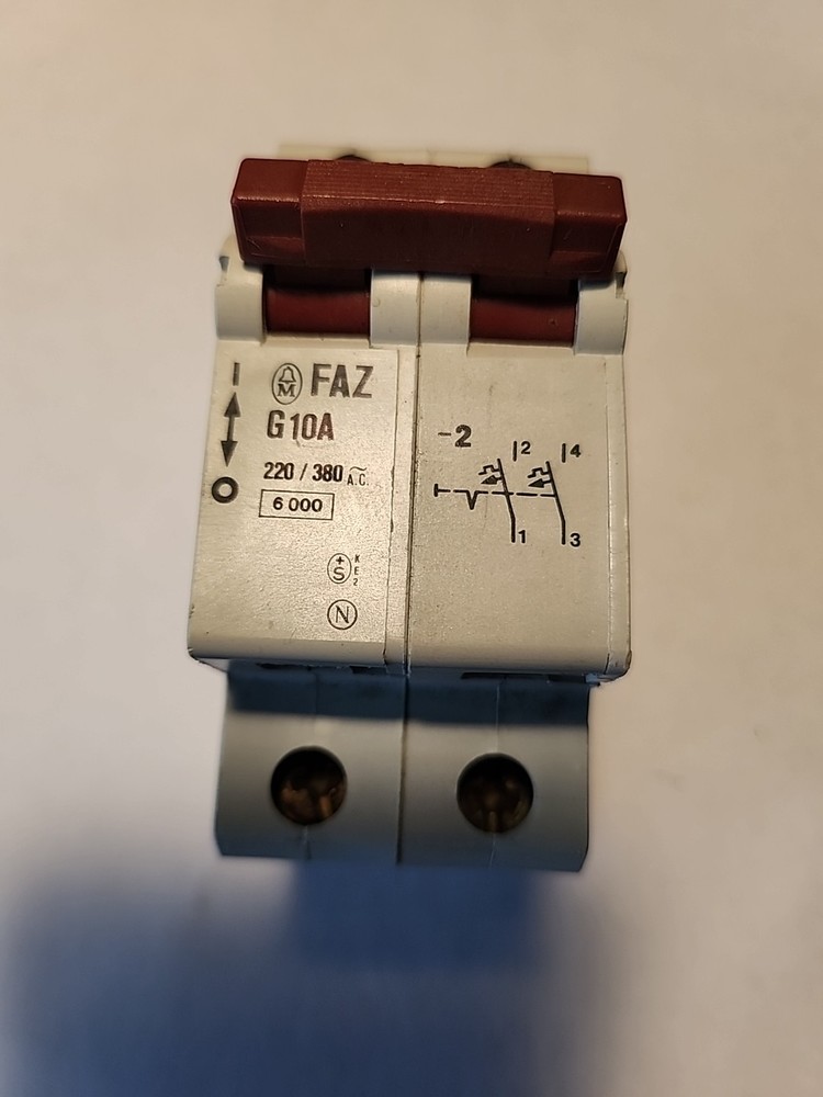 Klockner Moeller FAZ-G10A-2 Circuit Breaker, 2P, 220/380VAC, 10A, USED, Warranty