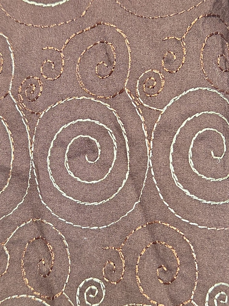 Judith Hart Collection Brown Embroidered Swirl Lined A-Line Midi Skirt Size 6