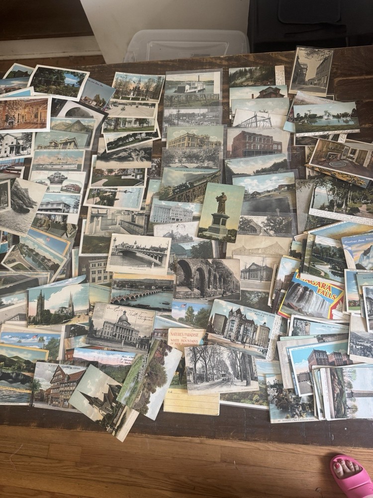 Huge Postcard Lot 500+ Mixed Eras Towns Linen, RPPC, Trains, Boats, Cities