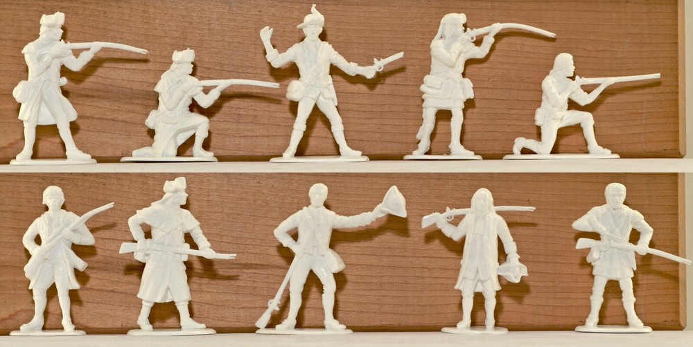 Accurate American Militia set #1 - 10 54mm unpainted toy soldiers in white color-image