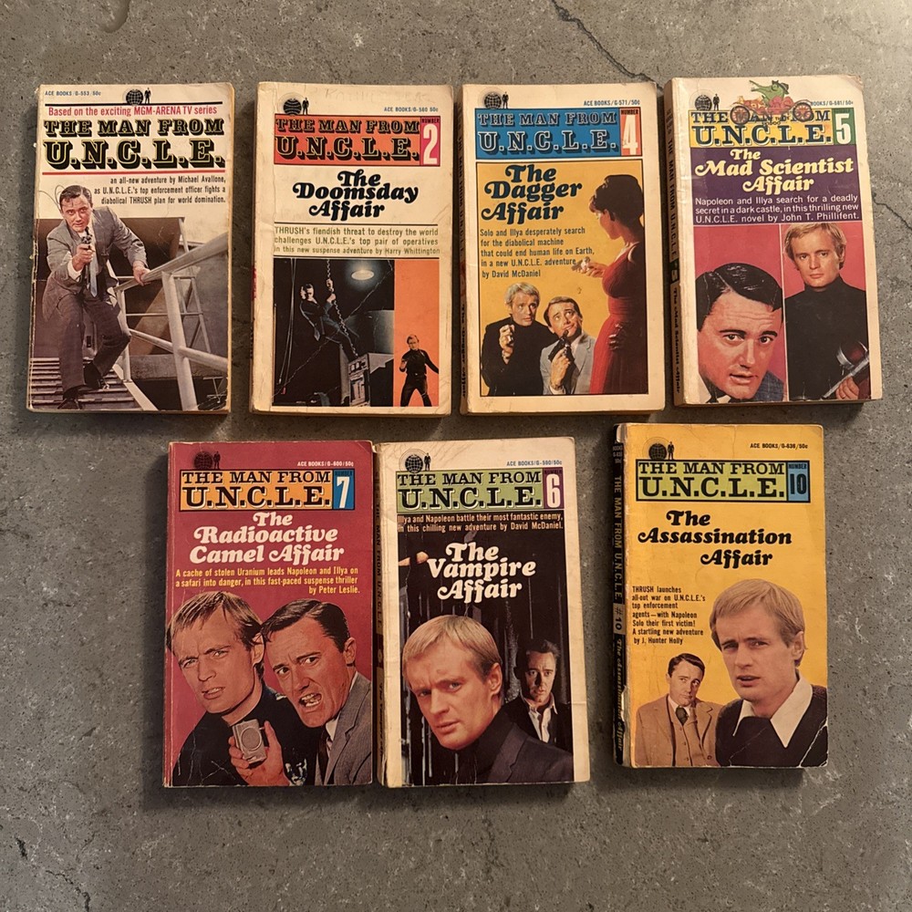 Lot Of 7 The Man From U.N.C.L.E. Uncle Paperback Books 1, 2, 4-7, 10, Used
