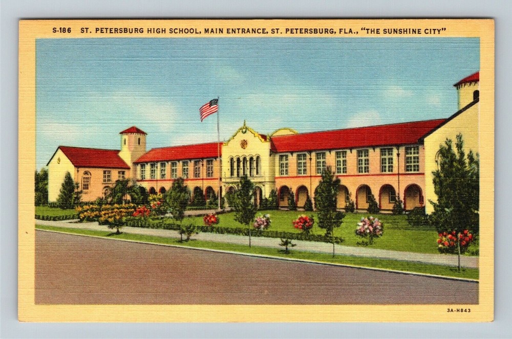 St. Petersburg FL-Florida, St. Petersburg High School Vintage Souvenir Postcard