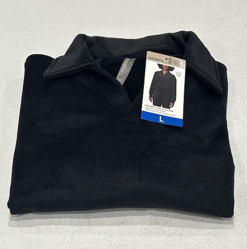 Mondetta Women's Corduroy Fleece Pullover, Black, Size L