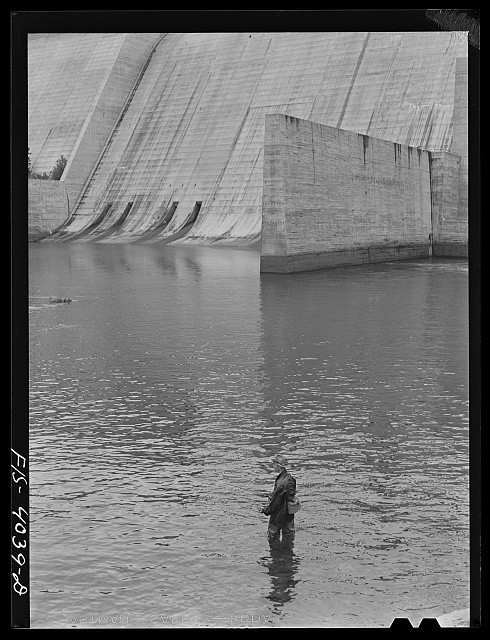 Photo:Norris Dam Tennessee 1942 Fishing at Base of Dam TVA