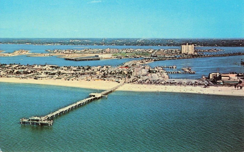 Aerial View of Clearwater Beach & Pier - Florida FL - Postcard