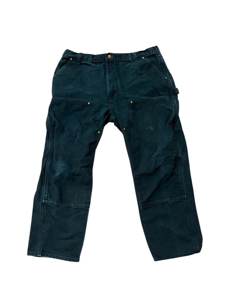 Vintage Carhartt Pants Mens 40x29 Black Double Knee Loose Fit Cargo Made in USA