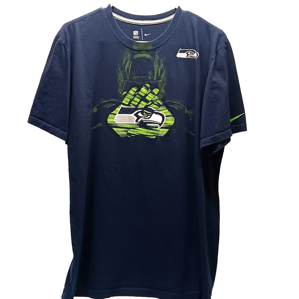 Nike Seattle Seahawks Shirt Men's XL Blue NFL Team Apparel Football Short Sleeve