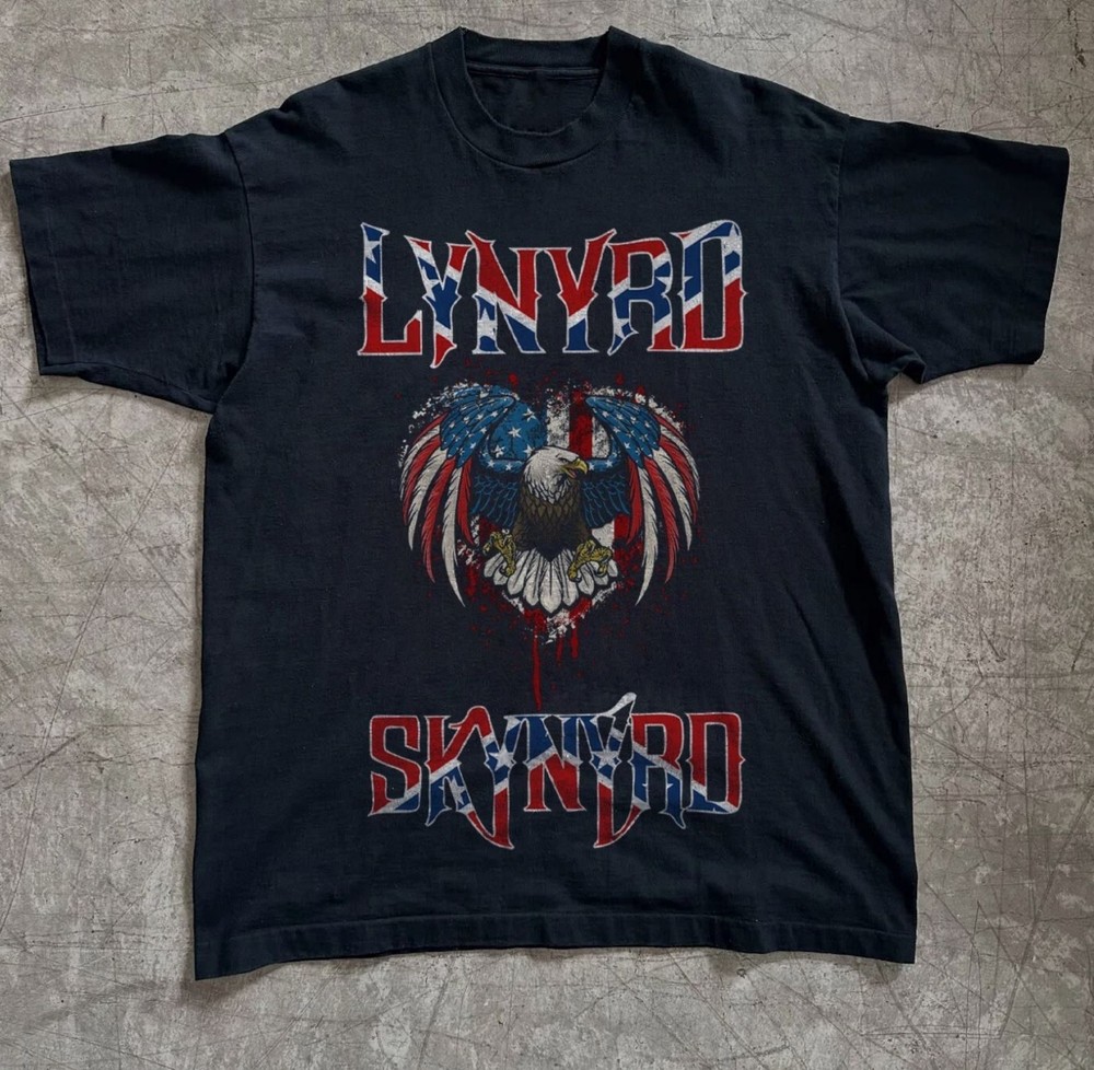 Lynyrd Skynyrd Eagle & USA T-Shirt, Unisex Black T-shirt, Size S-5XL