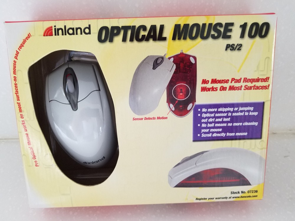 Inland Optical 100 PS/2 Wired Mouse 07236 with LED Brand New