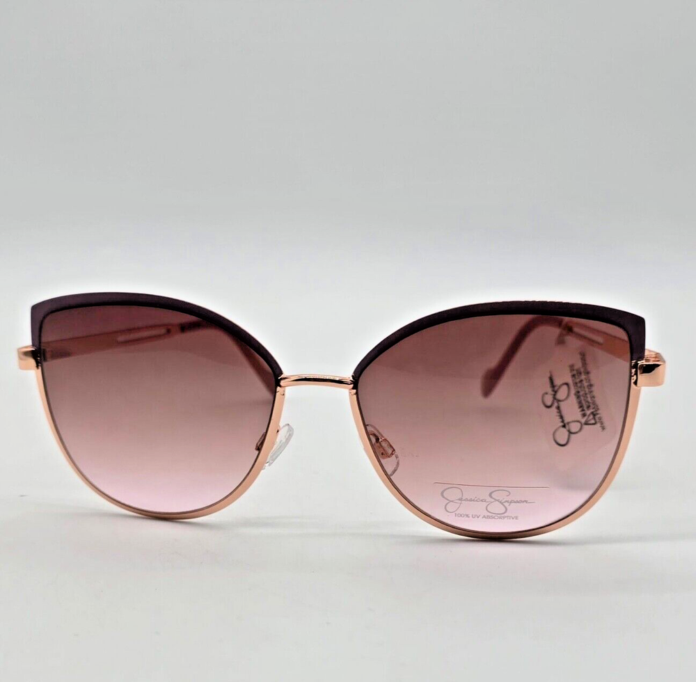 Jessica Simpson Cat Eye Sunglasses with Rose Enamel Gold Rims and Arms J5962-GLDBL