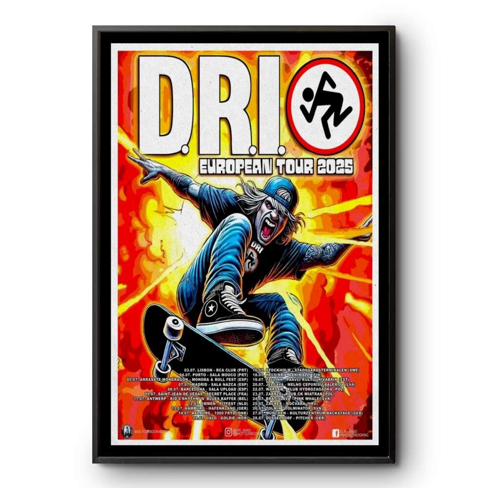 D.R.I. 2025 European Tour Concert Poster - Vintage Wall Art Decor