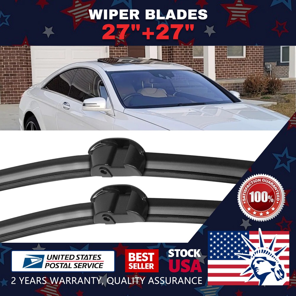 27''+27'' Quality Bracketless Windshield Wiper Blades Side lock Pair All Season