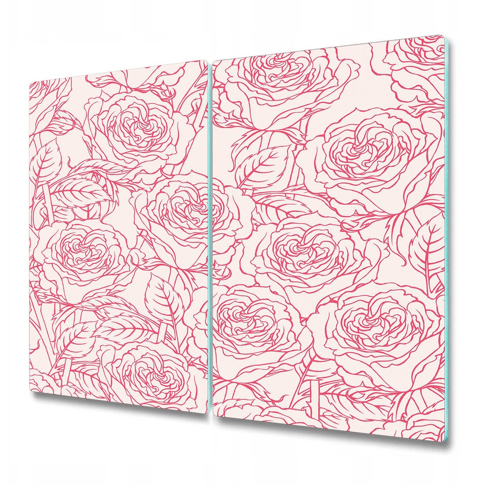 Glass Surface Protector Pink roses Sketch doodle style Vintage art 2x30x52