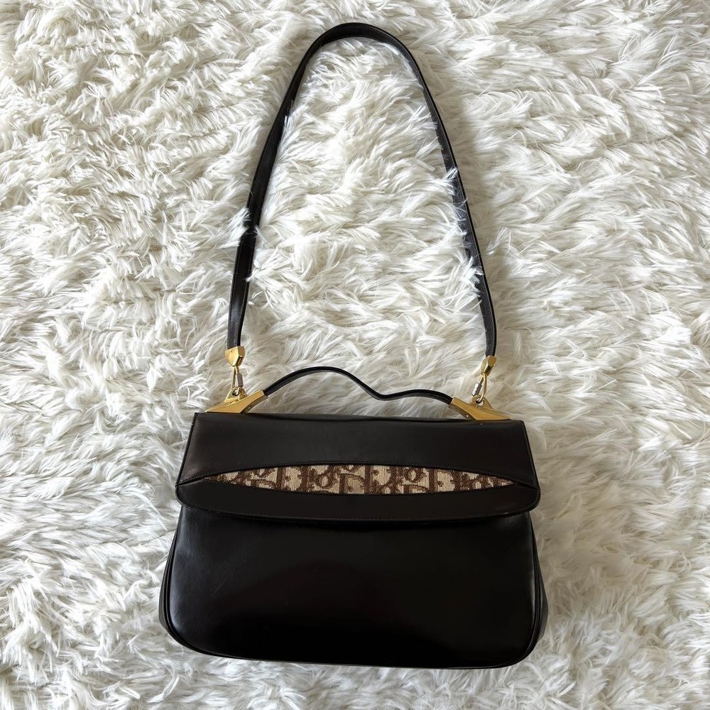 Dior Vintage 2-Way Trotter Leather Shoulder Bag for Women - New