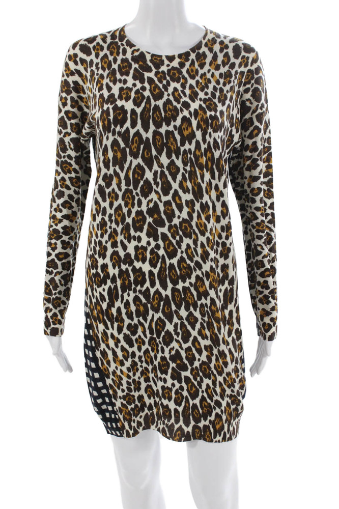 Stella McCartney Women Sweater Dress Multicolor Animal Print Mini Size 42Free Shipping in US $100+ Orders | $6.95 Orders Below