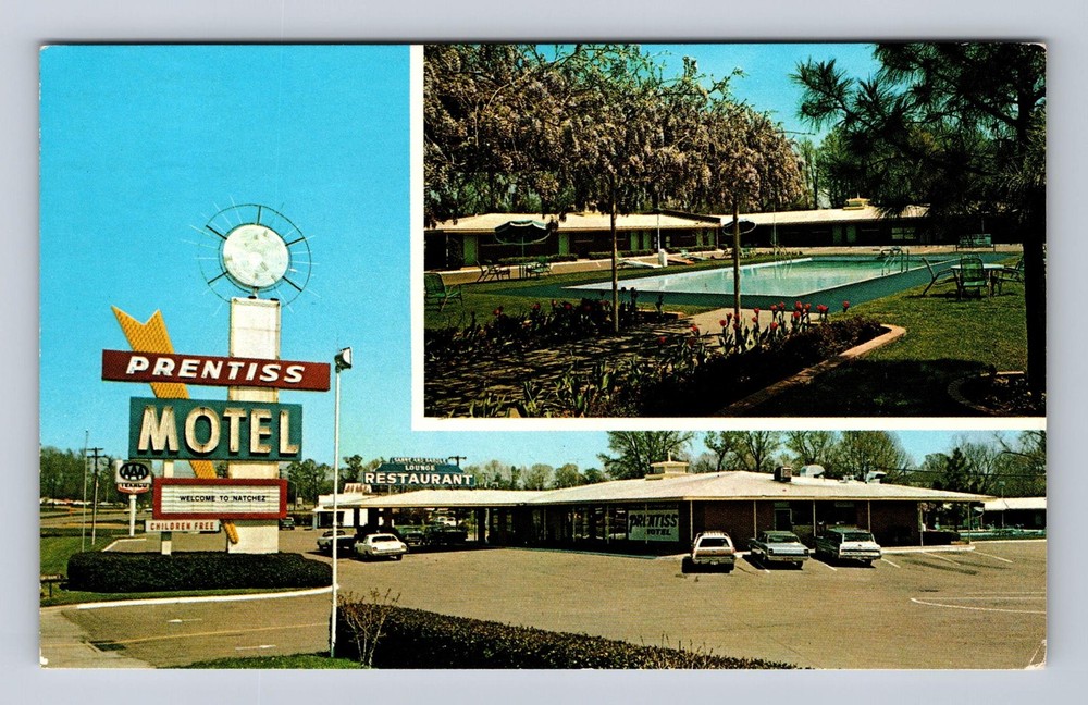 Natchez MS-Mississippi, Prentiss Motel, Vintage Postcard