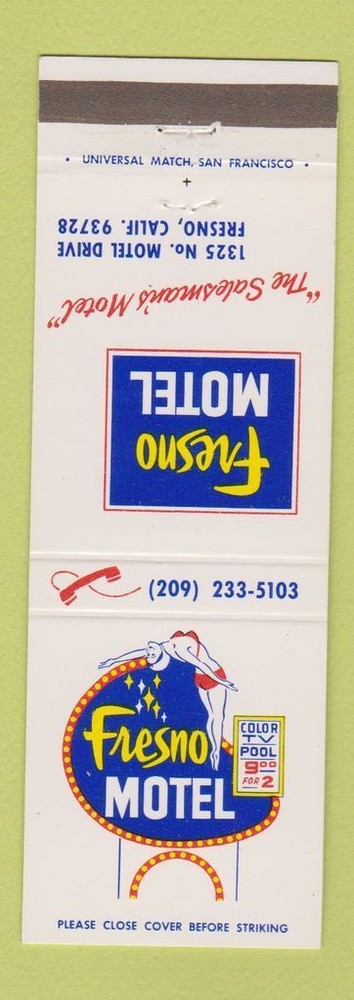 Matchbook Cover - Fresno Motel Fresno CA girlie