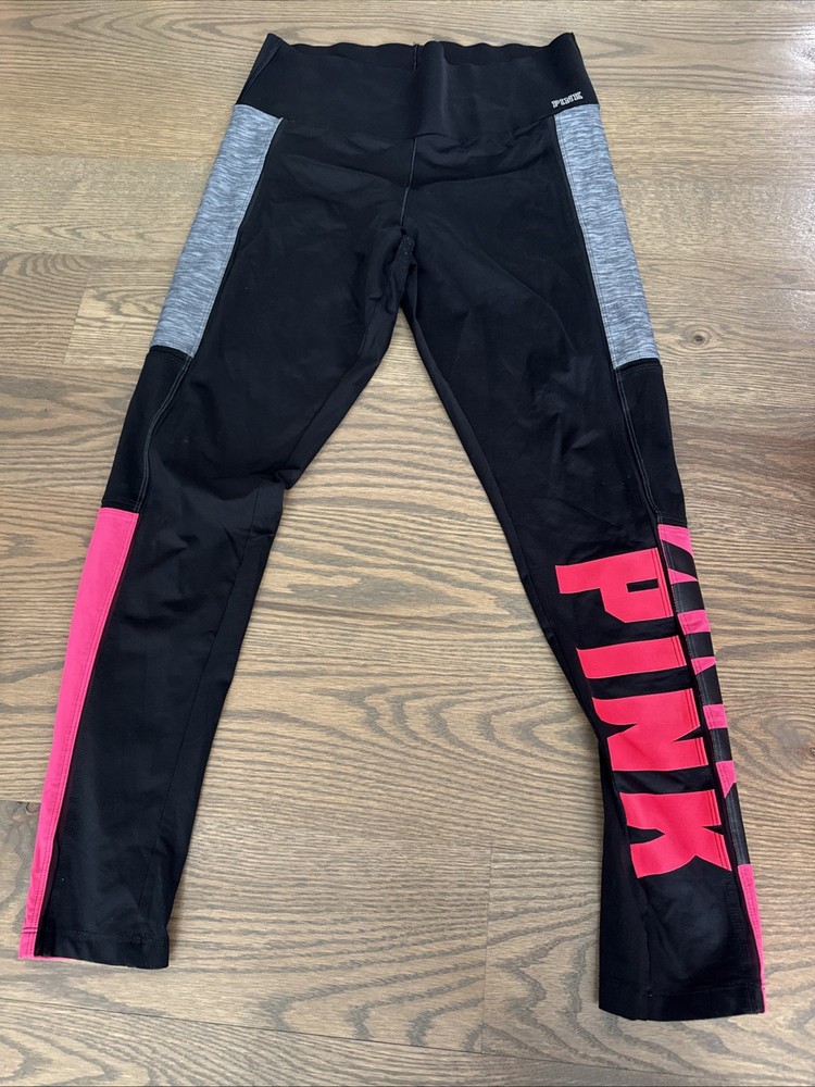 PINK Victorias Secret Bondeo Black High Waist Full Length Leggings Large