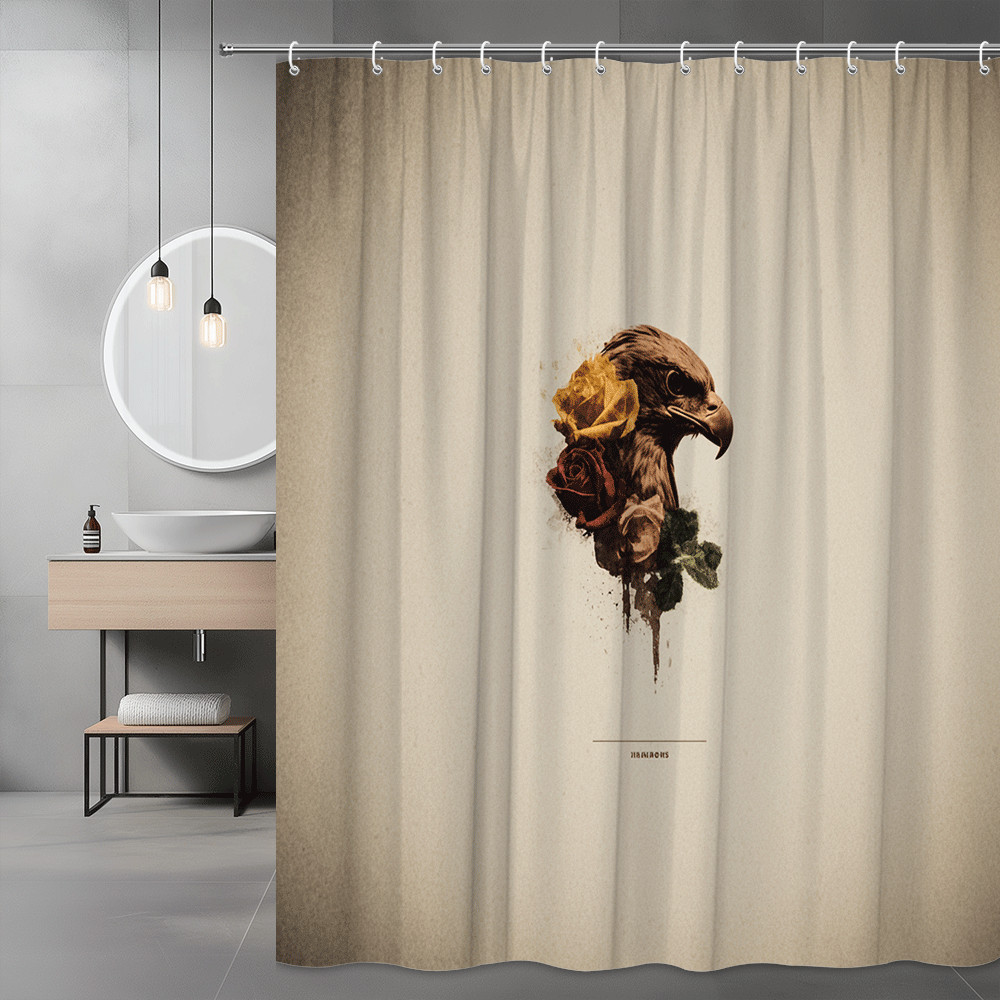 Eagle and Roses Shower Curtain Vintage Floral Art