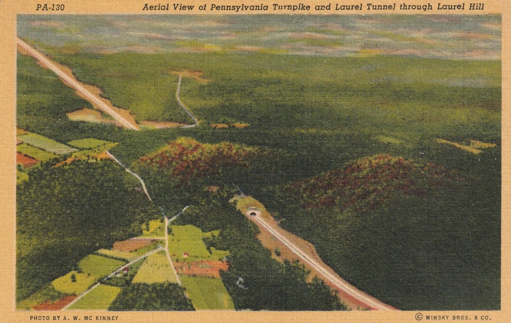 Postcard Aerial View of Pennsylvania Turnpike Laurel Tunnel A8092